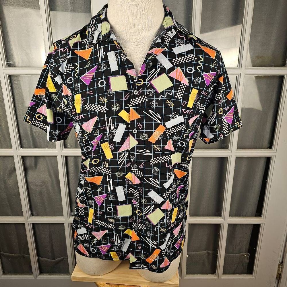 Oh Snap Drill Clothing Co Mens 80's Saved By The Bell Style Button‎ Down Medium